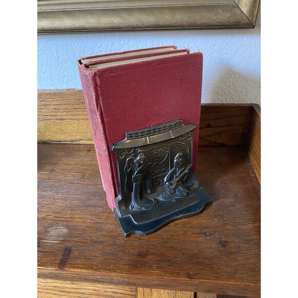 Antique Pompeian Bronze Bookends THE GEISHIA GIRL Signed Vintage Bookends - Picture 1 of 6